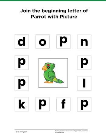 Join the Beginning Letter of Parrot with Picture