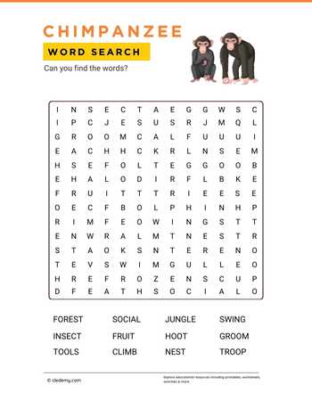 Chimpanzee Word Search