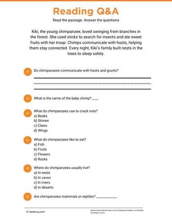 Read and Answer- Chimpanzee