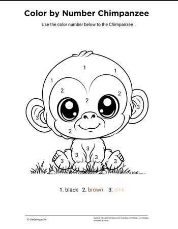 Color by Number Chimpanzee