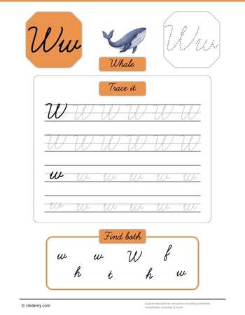 Cursive Letter W for Whale