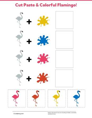 Cut Paste and Colorful Flamingo