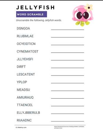 Jellyfish Word Scramble