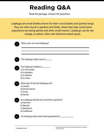 Read and Answer- Ladybug