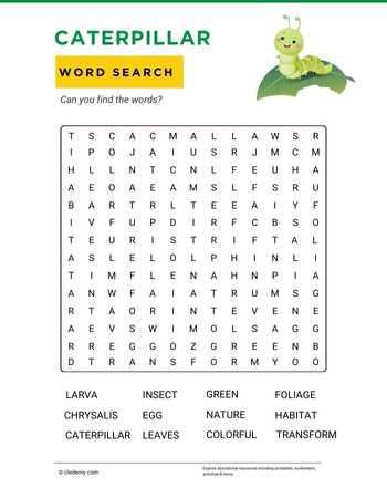 Caterpillar Word Search