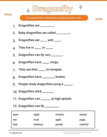 Complete Sentence Dragonfly