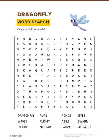 Dragonfly Word Search