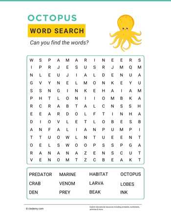Octopus Word Search