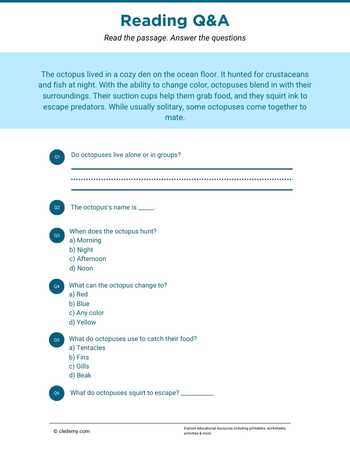Read and Answer- Octopus