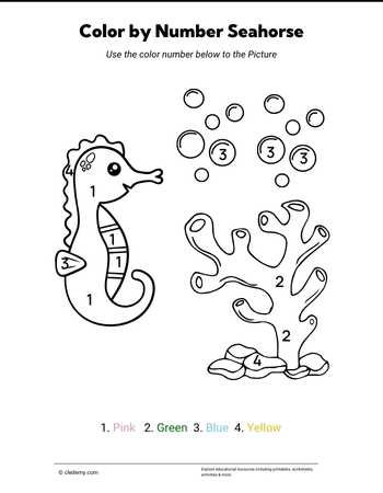 Color by Number Seahorse