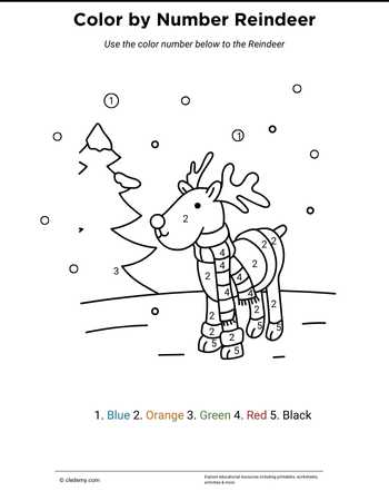 Color by Number Reindeer