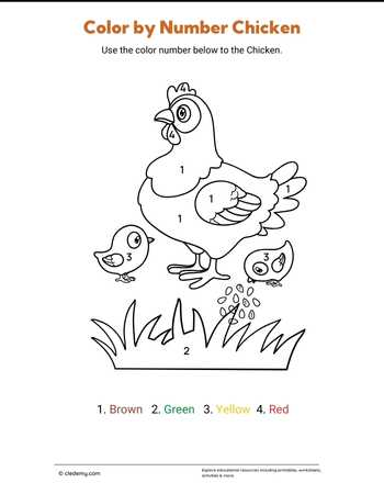 Color by Number Chicken