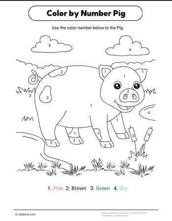 Color by Number Pig
