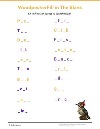 Woodpecker Fill in The Blank