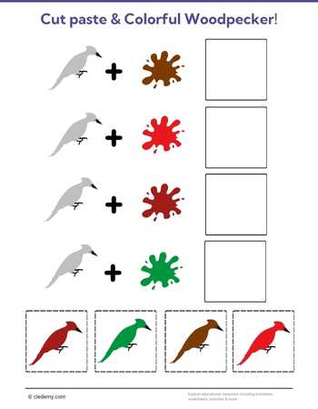 Cut Paste & Colorful Woodpecker
