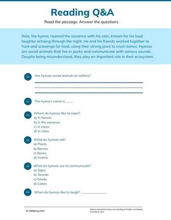 Read and Answer- Hyena