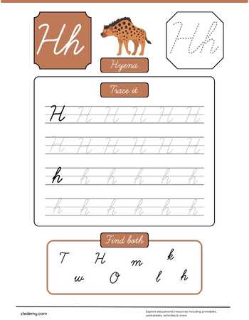 Cursive Letter H for Hyena