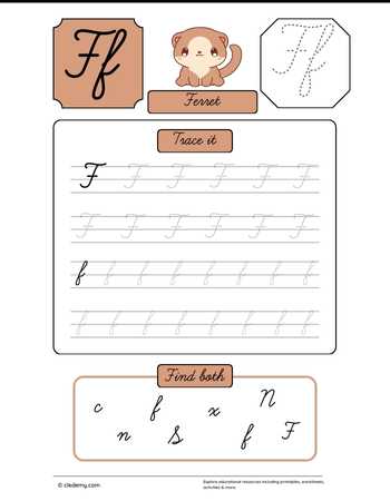 Cursive Letter F for Ferret