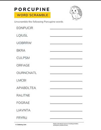 Porcupine Word Scramble