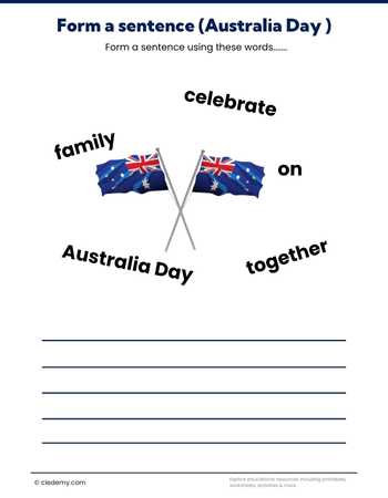 Form a sentence (Australia Day)