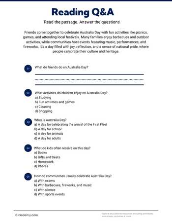 Read and Answer- Australia Day