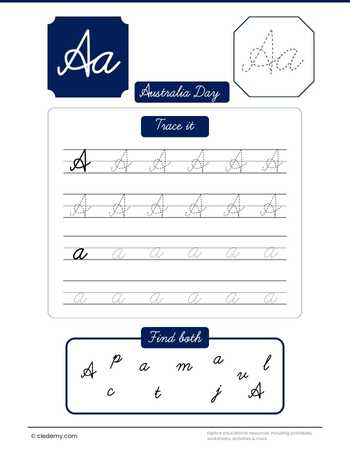 Cursive Letter A for Australia Day