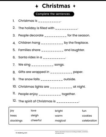 Complete Sentence About Christmas