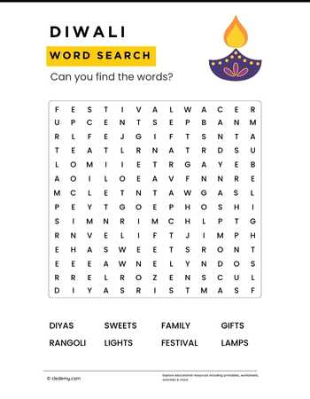 Diwali Word Search