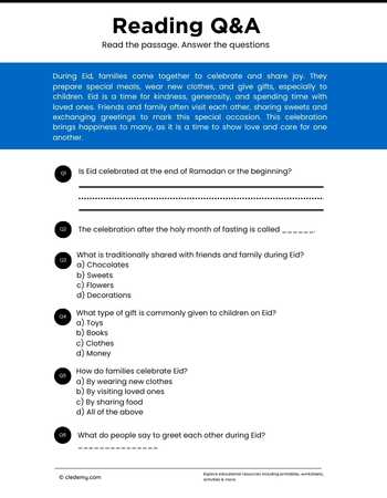 Read and Answer- Eid