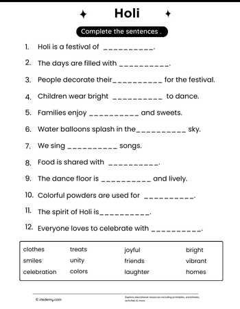 Complete Sentence About Holi