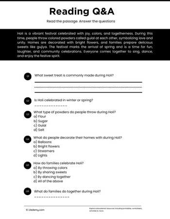 Read and Answer- Holi