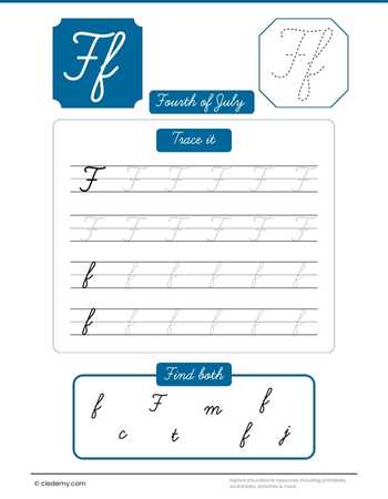 Cursive Letter F for Fourth of July