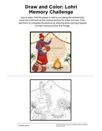Draw and Color: Lohri Memory Challenge