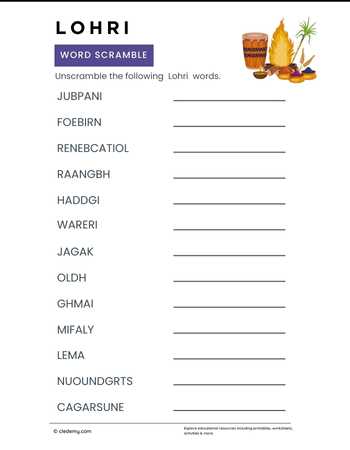 Lohri Word Scramble