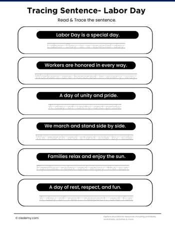Tracing Sentence - Labor Day
