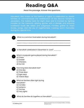 Read and Answer- Hanukkah