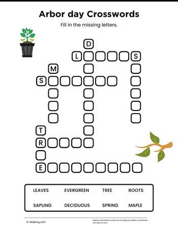 Arbor Day Mini Crosswords Puzzle