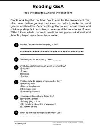 Read and Answer- Arbor Day