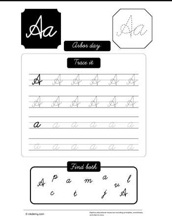Cursive Letter A for Arbor Day