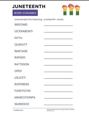 Juneteenth Word Scramble