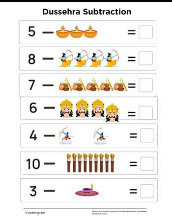 Dussehra Subtraction for Kids