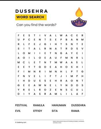 Dussehra Word Search