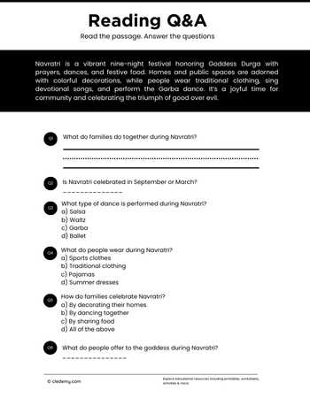 Read and Answer- Navratri
