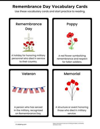Remembrance Day Vocabulary Cards