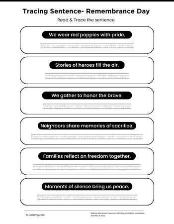 Tracing Sentence - Remembrance Day