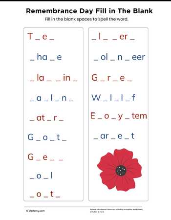 Remembrance Day Fill in The Blank