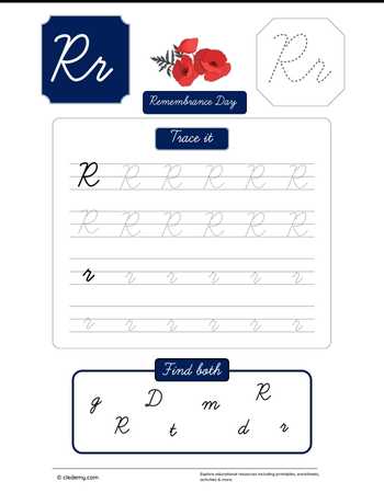 Cursive Letter R for Remembrance Day