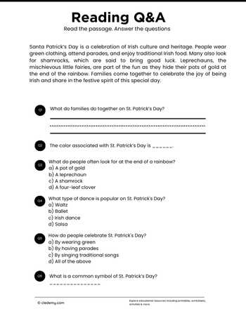 Read and Answer- St. Patrick