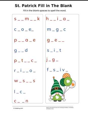 St. Patrick Fill in The Blank