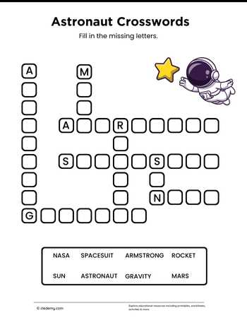 Astronaut Mini Crosswords Puzzle